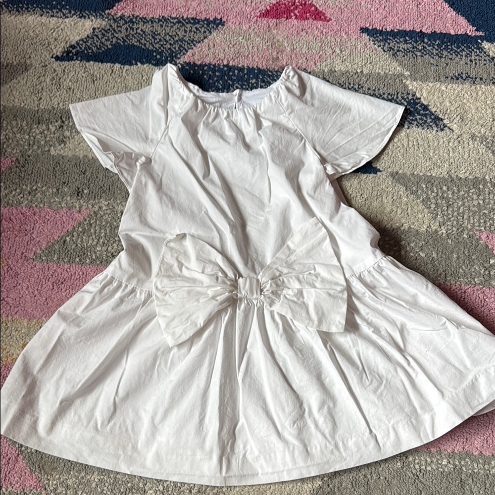 ZARA Poplin White Bow Dress